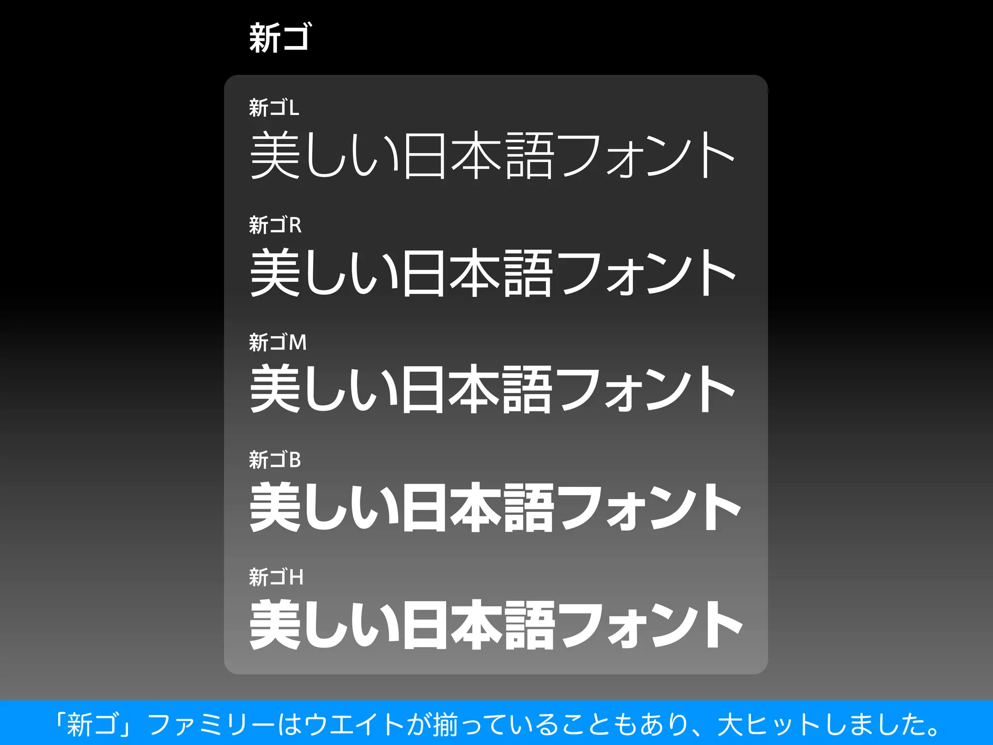 「新ゴ」ファミリーはウエイトが揃っていることもあり、大ヒットしました。
 