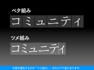 字面を優先するのが「ツメ組み」。ほかにアケ組もあります。
 