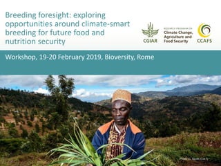 Workshop, 19-20 February 2019, Bioversity, Rome
Breeding foresight: exploring
opportunities around climate-smart
breeding for future food and
nutrition security
Photo: G. Smith (CIAT)
 
