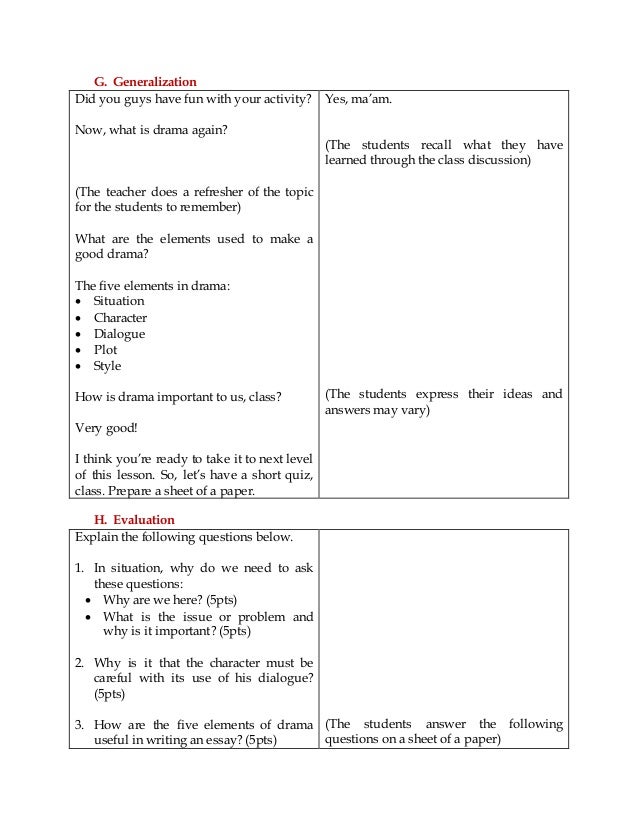 Detailed Lesson Plan (Creative Nonfiction) Drama