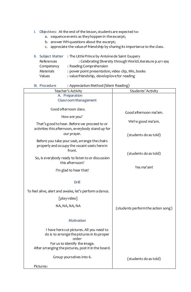 Lesson Plan In English Michellcorpuz - 