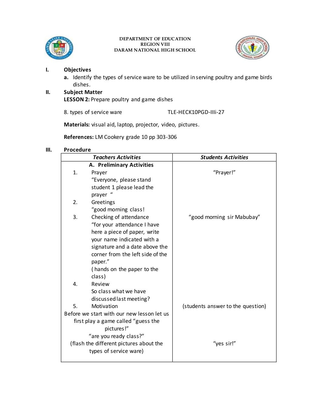 Lp about the types of service ware