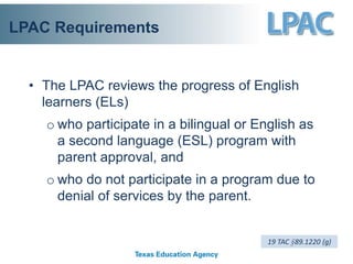 Lpac Forms.pdf LPAC Training Resources from Region 20 ESC | PDF