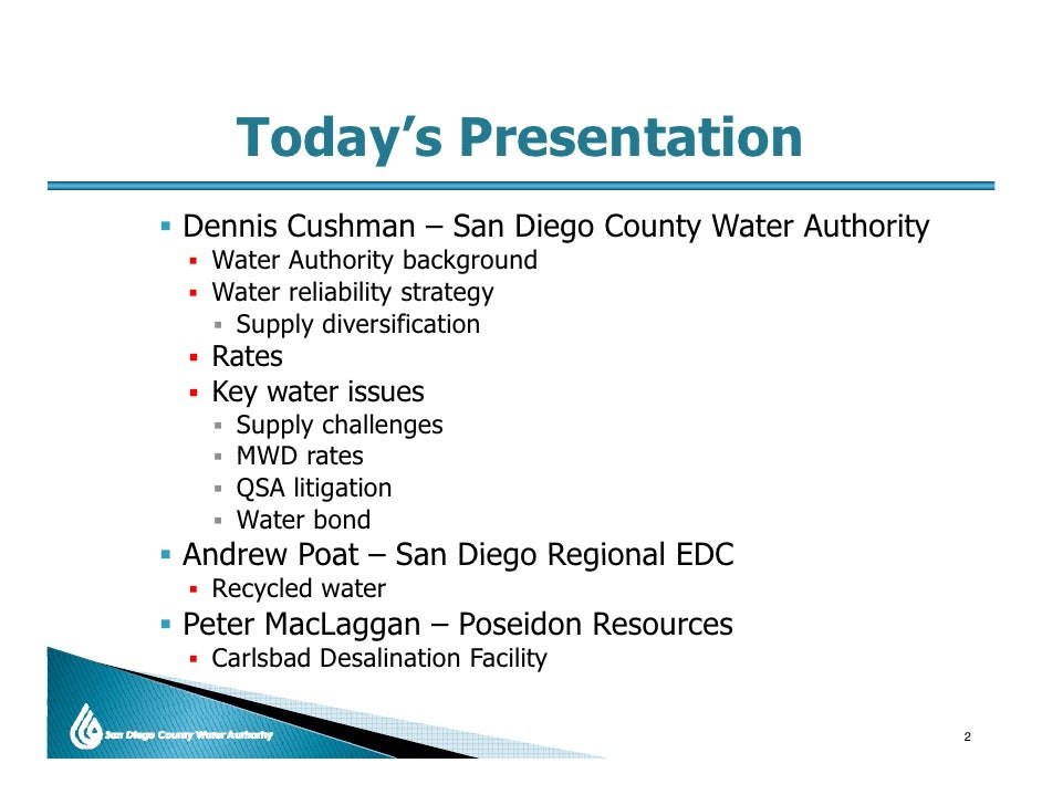 San Diego County's Water Supply SD Regional EDC Presentation Sept.