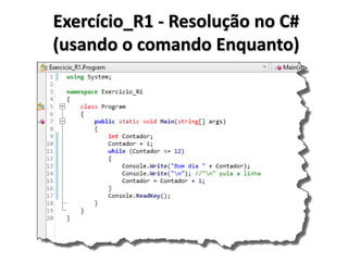 Exercício_R1 - Resolução no Portugol IDE (usando o comando Enquanto)  
