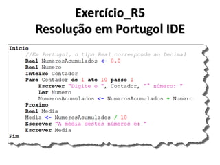 Exercício_R5 
Utilizando as estruturas de repetição, escreva um programa que leia uma sequencia de 10 números e no final exiba a média aritmética entre eles.  