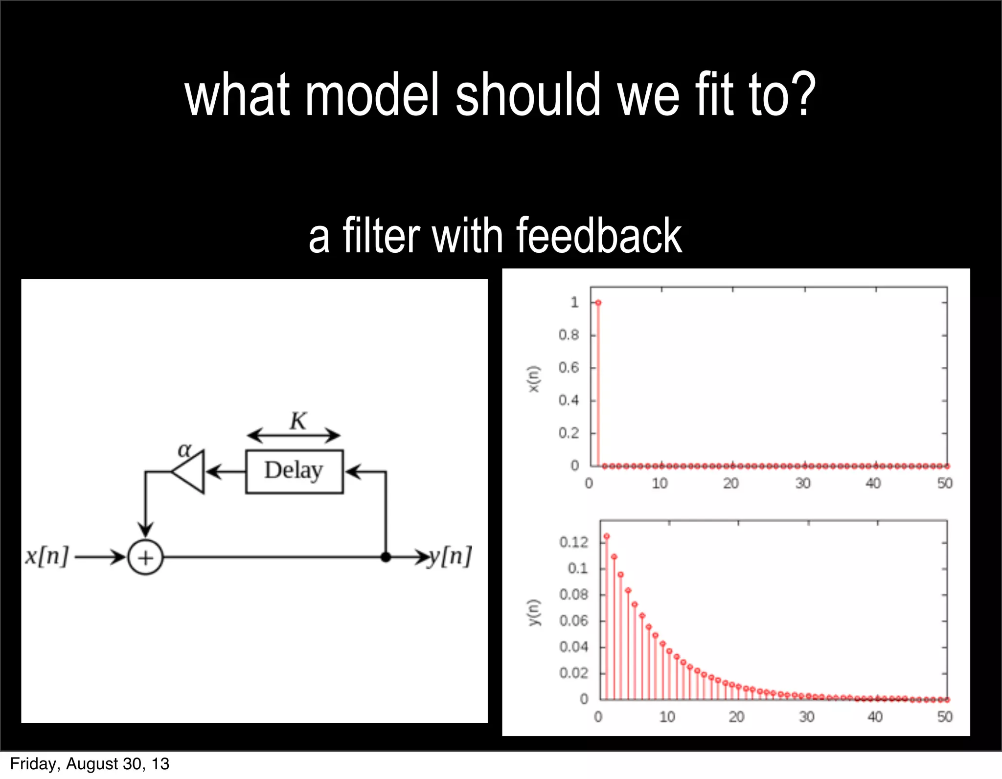 what model should we fit to?
a filter with feedback
Friday, August 30, 13
 