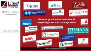 The Power of Many… The Convenience of One As your insurance agency, we work with multiple carriers to find the best fit for your needs as well as your budget.  We save you the time and effort of comparing prices and coverage terms . 