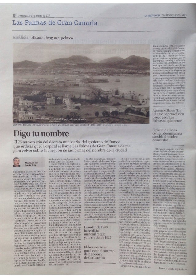 Nombre de la ciudad de Las Palmas
