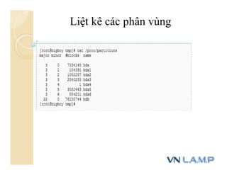 Liệt kê các phân vùng
 