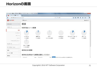 Copyright© 2016 NTT Software Corporation 31
Horizonの画面
 