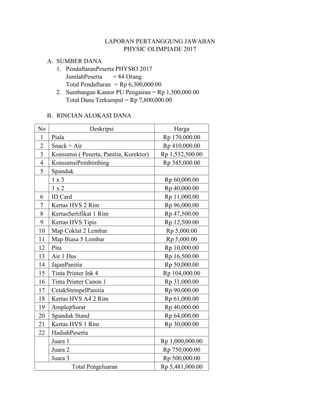 LPJ Bendahara Dana Kegiatan Tahun 2017