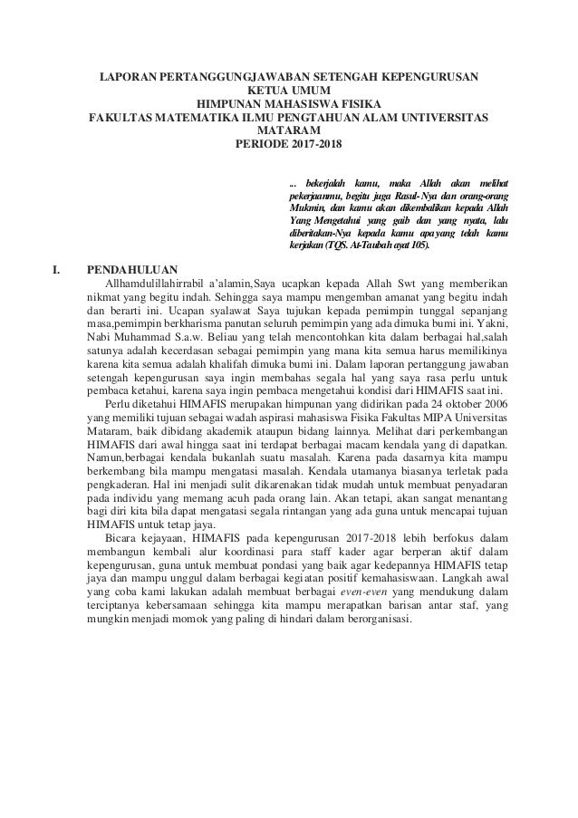 Lpj Ketua Umum Periode 2017 2018
