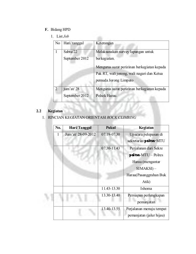 alat perizinan surat peminjaman climbing am Lpj