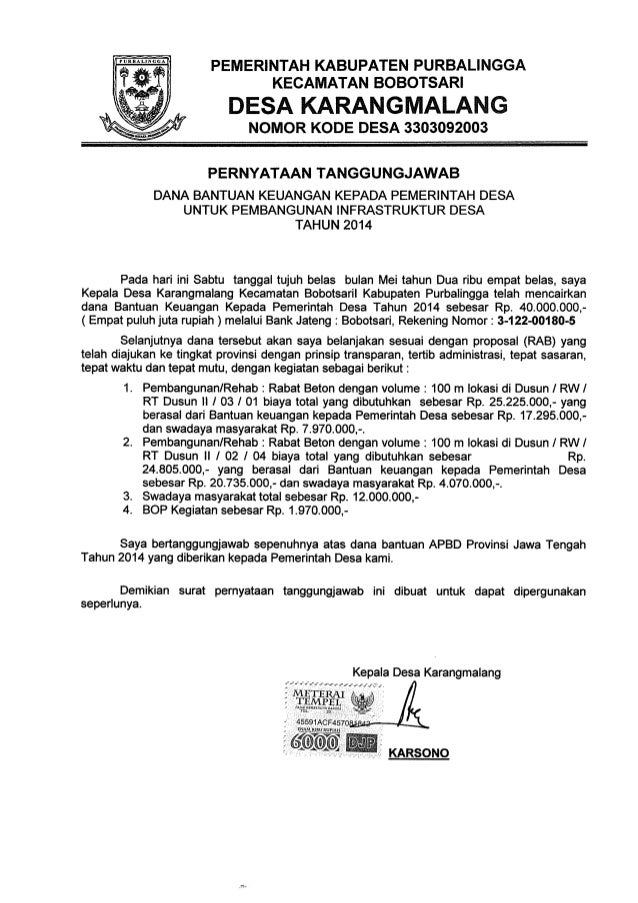 Contoh Laporan Pertanggung Jawaban Bantuan Apbd - Online Class