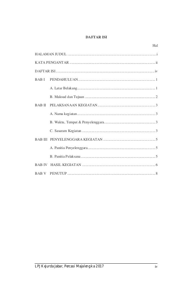 Contoh Daftar Isi Lpj - Dunia Sosial