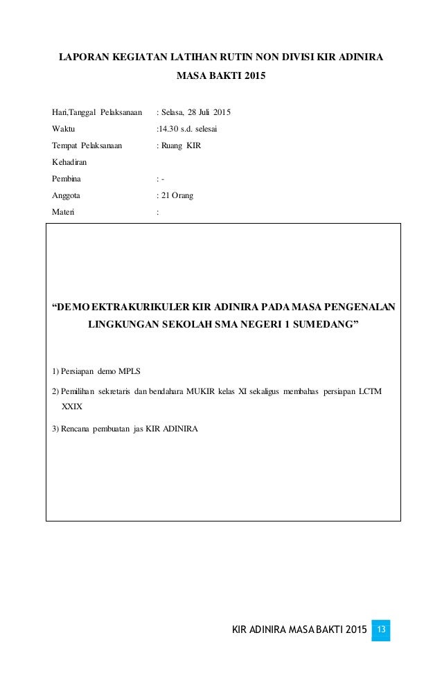 Laporan Pertanggung Jawaban Lpj Program Kerja Kir Adinira Masa Bakt