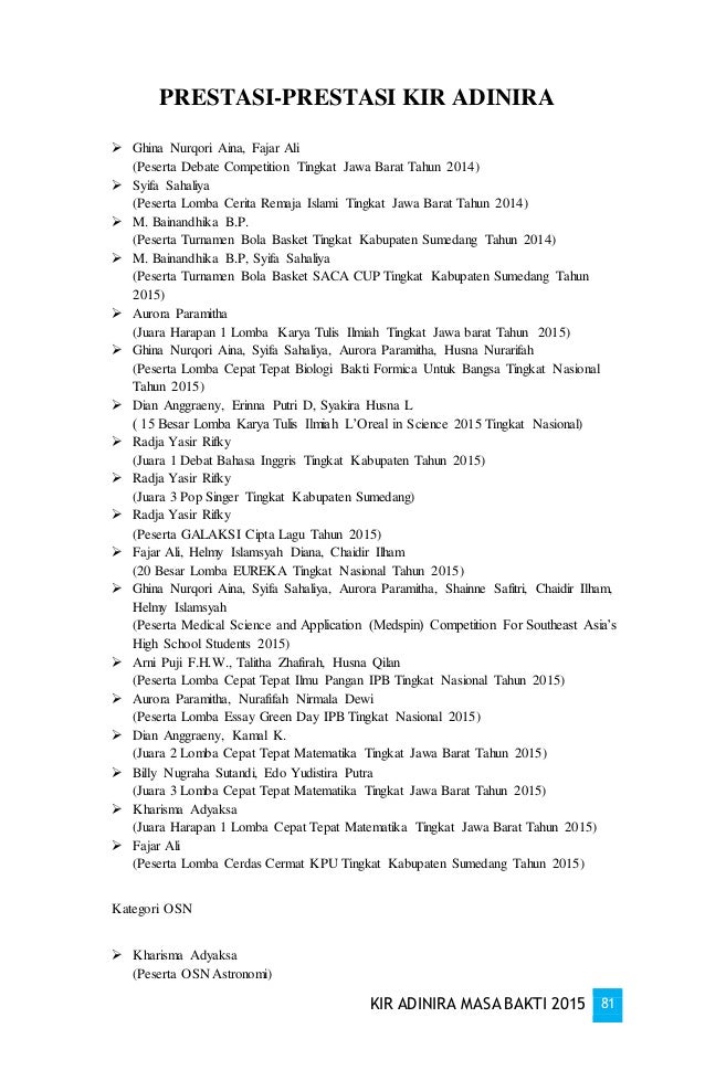 Laporan Pertanggung Jawaban (LPJ) Program Kerja KIR 