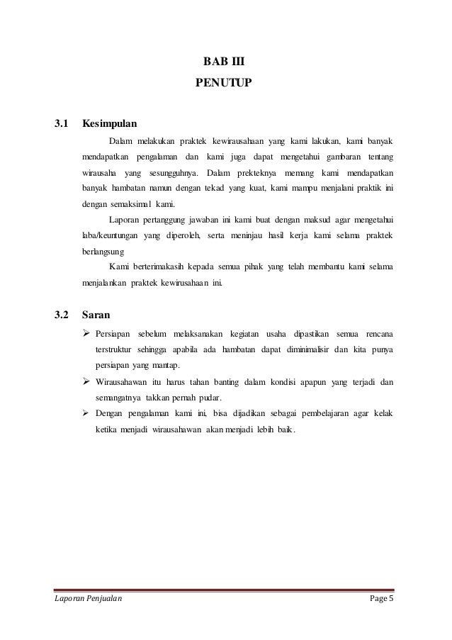 Laporan Penjualan Kewirausahaan