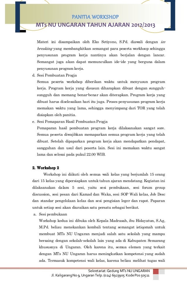 Contoh LPJ Kegiatan Workshop