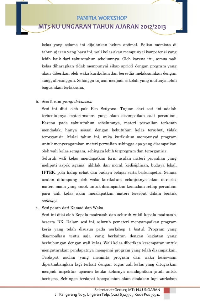 Contoh LPJ Kegiatan Workshop