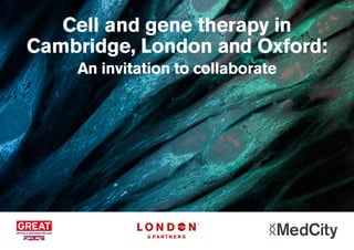 Cell and gene therapy in
Cambridge, London and Oxford:
An invitation to collaborate
 