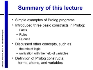 Prolog Notes of Artificial Intelligence and sample programs | PPT