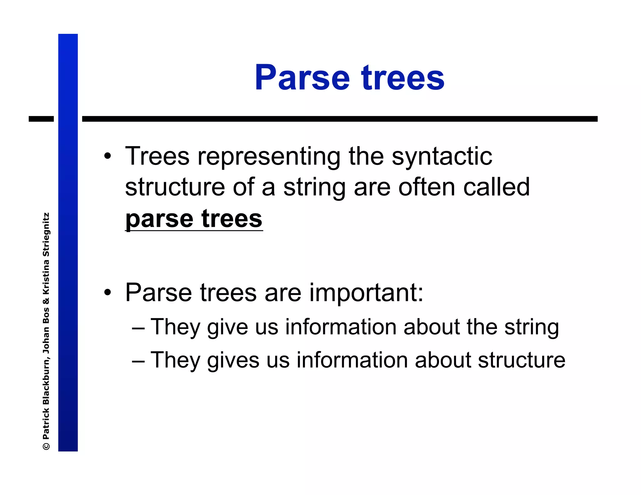 Lecture 7: Definite Clause Grammars