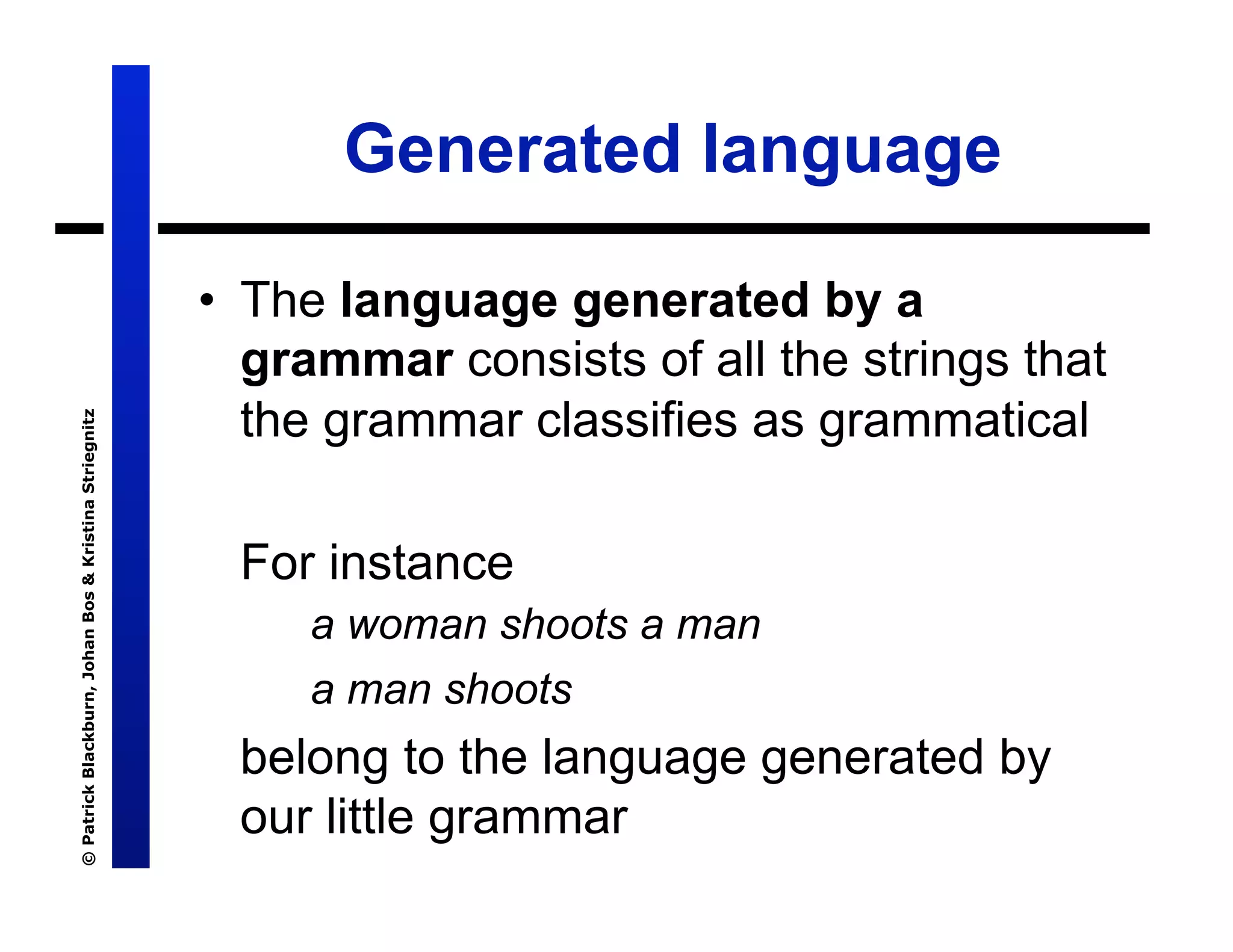Lecture 7: Definite Clause Grammars