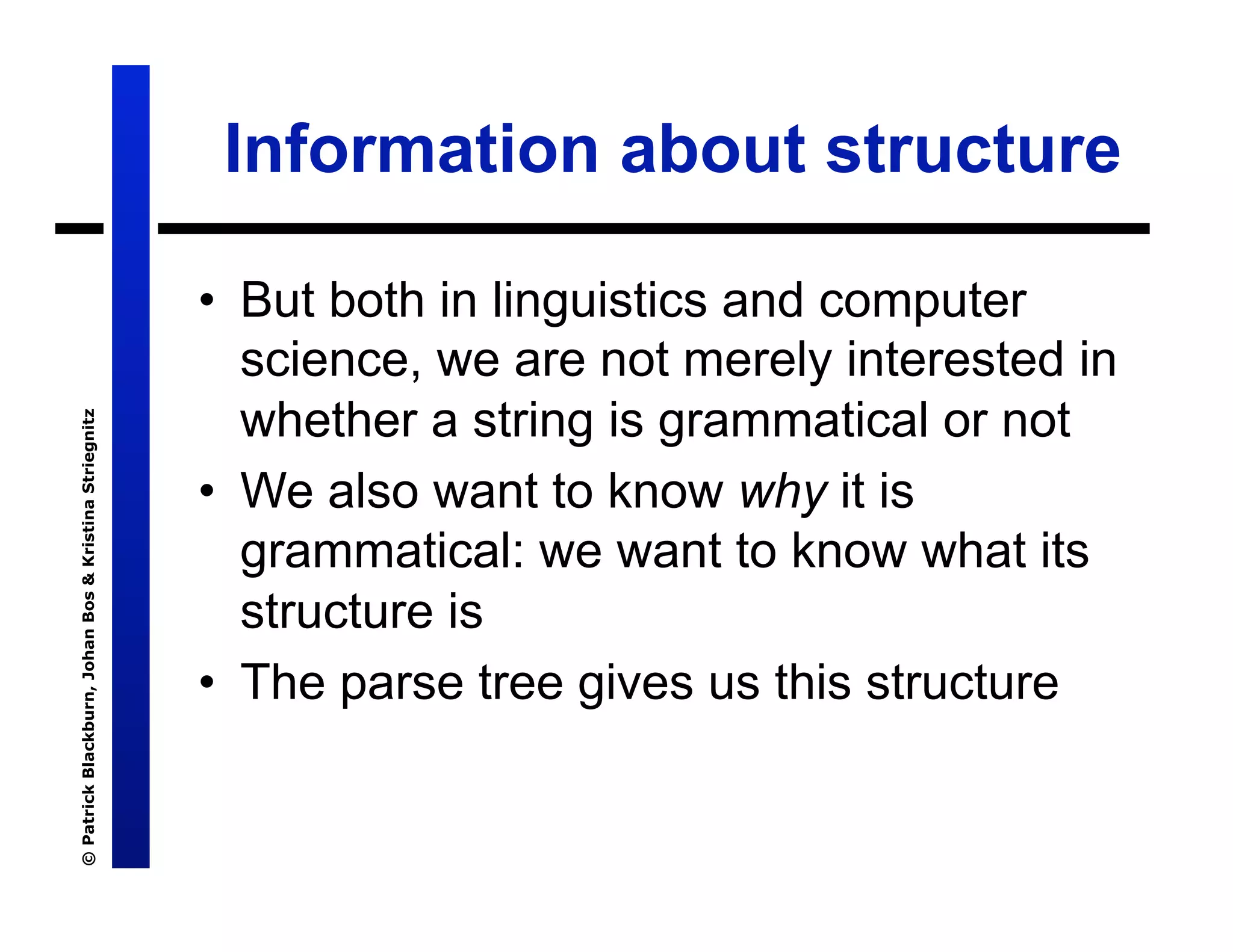 Lecture 7: Definite Clause Grammars