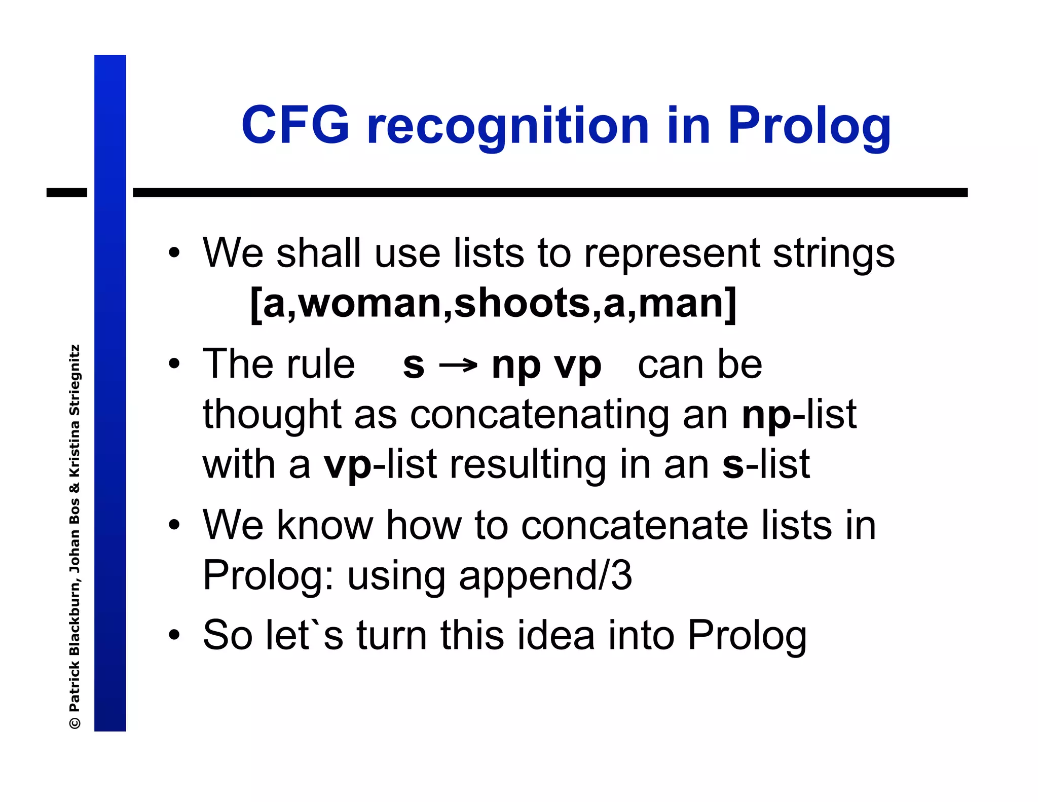 Lecture 7: Definite Clause Grammars