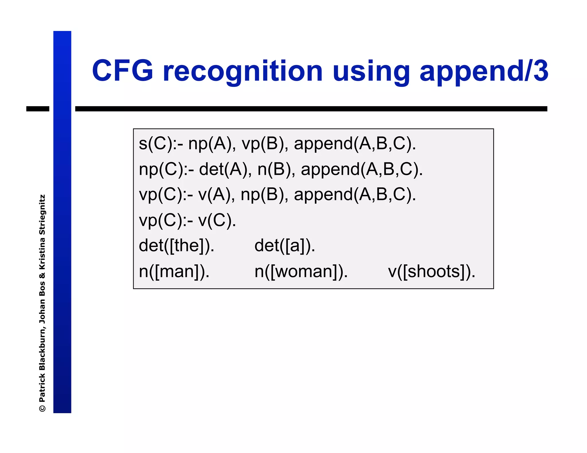 Lecture 7: Definite Clause Grammars