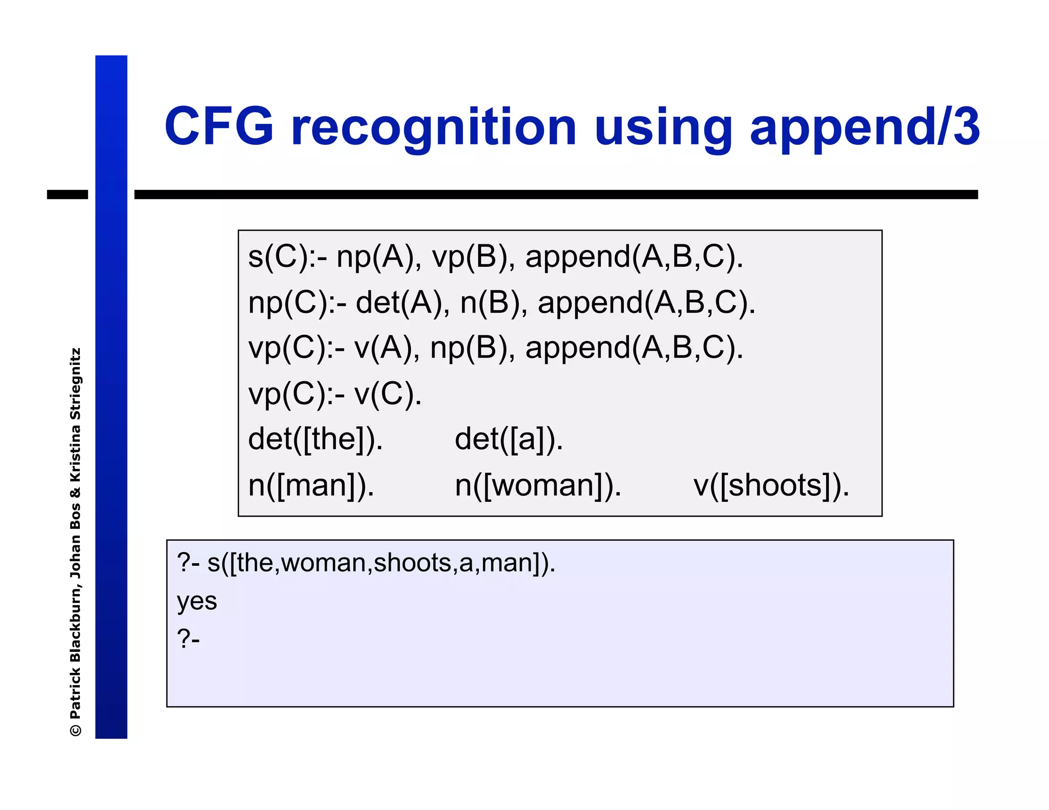Lecture 7: Definite Clause Grammars
