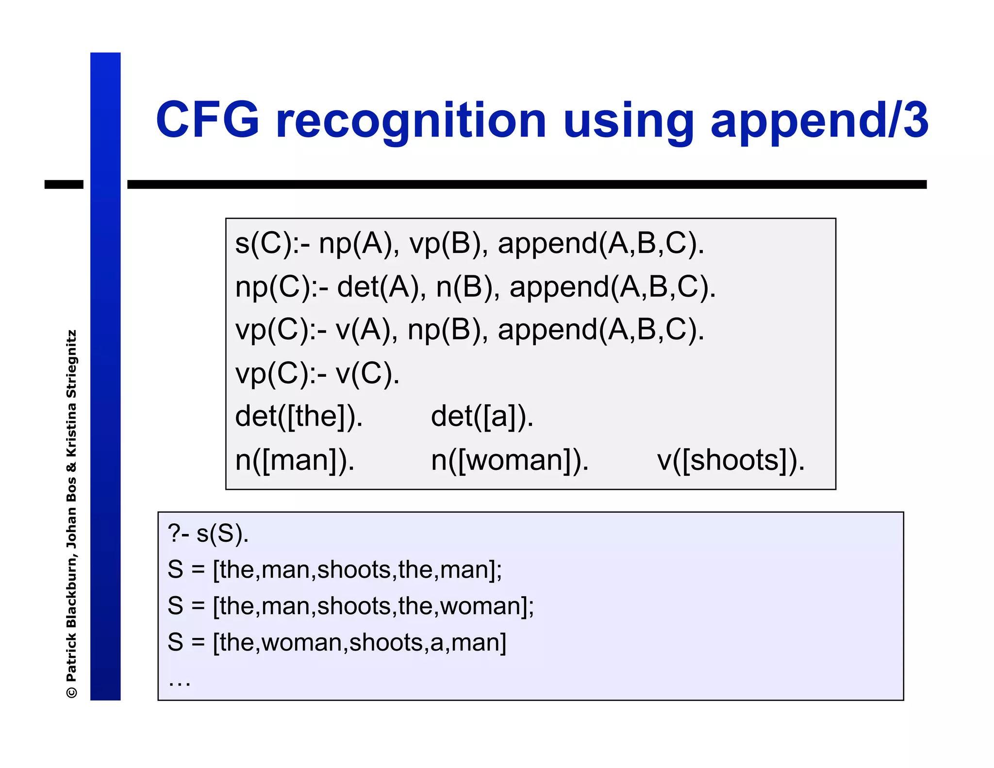 Lecture 7: Definite Clause Grammars