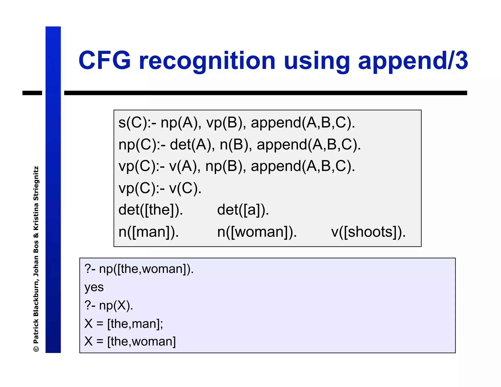 Lecture 7: Definite Clause Grammars