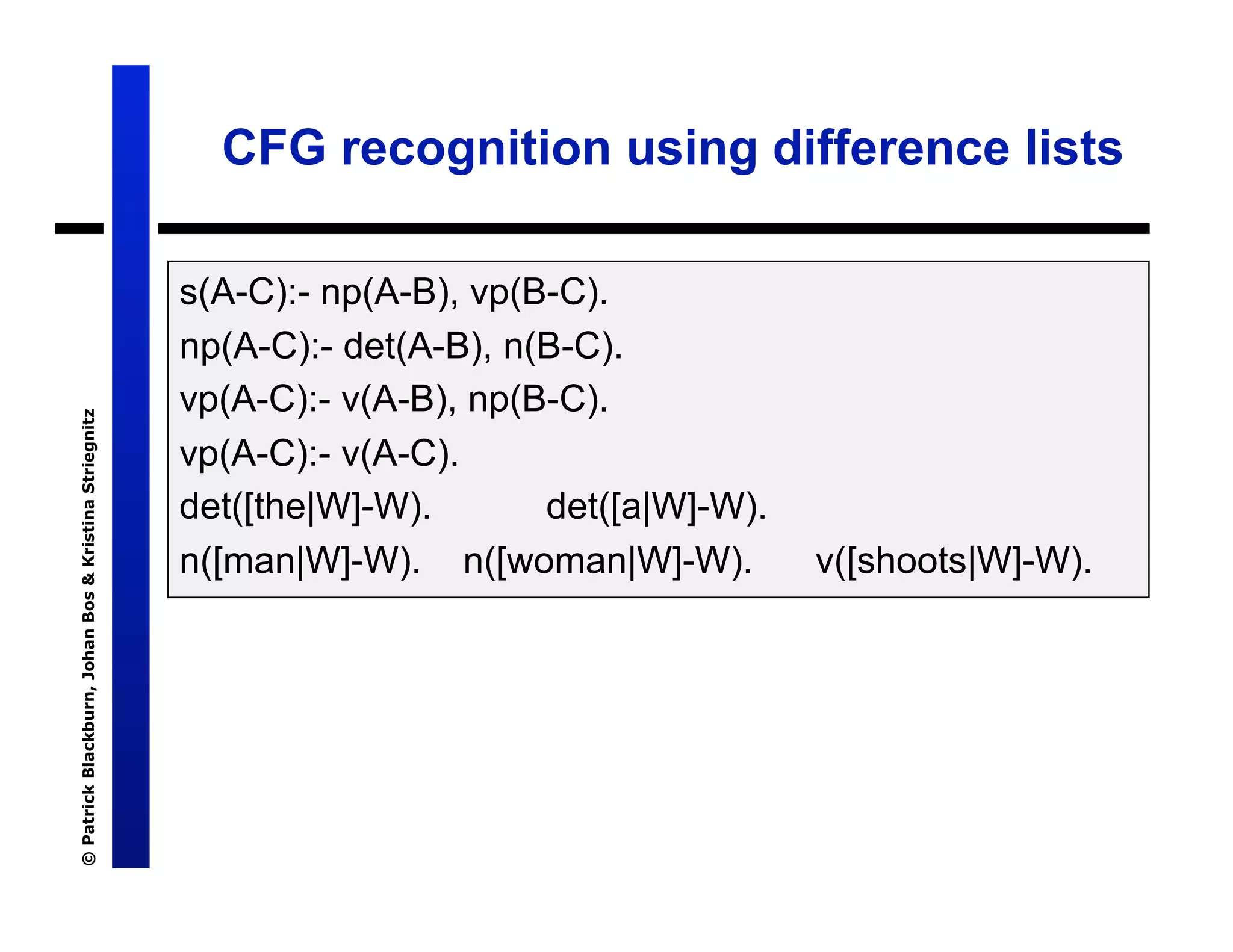 Lecture 7: Definite Clause Grammars
