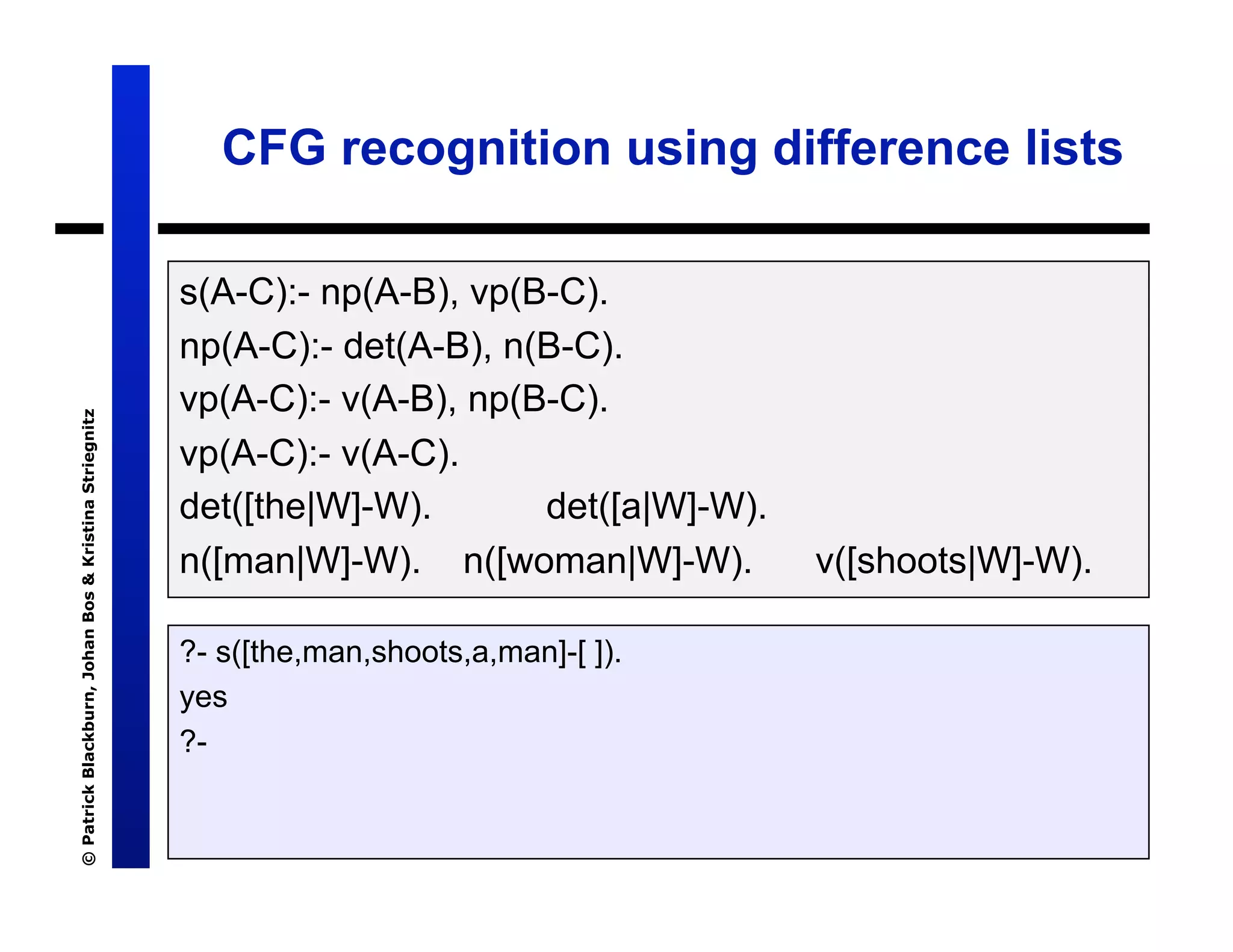 Lecture 7: Definite Clause Grammars