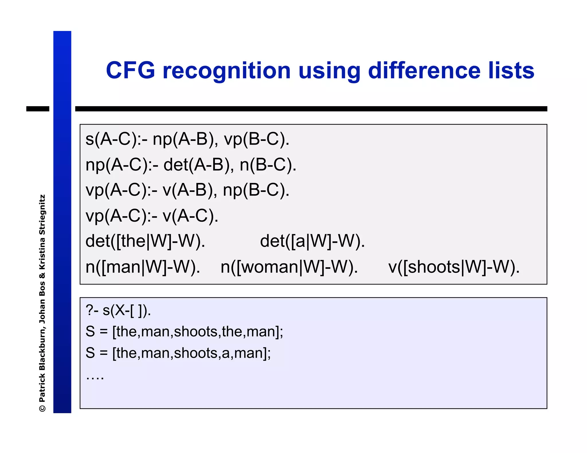 Lecture 7: Definite Clause Grammars