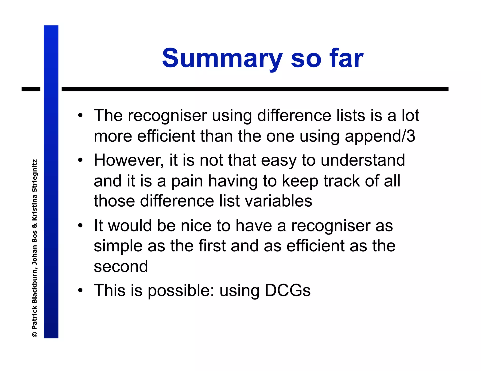 Lecture 7: Definite Clause Grammars