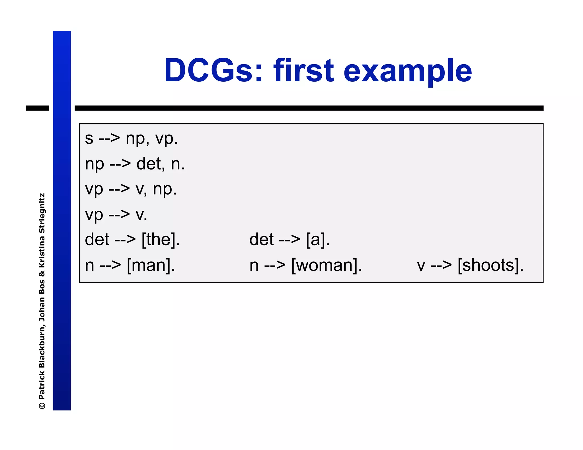 Lecture 7: Definite Clause Grammars