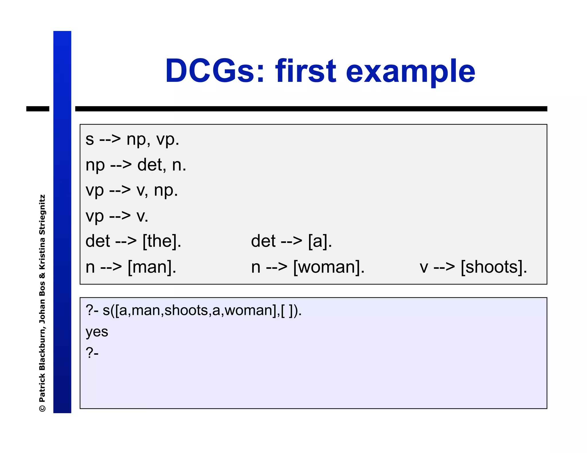 Lecture 7: Definite Clause Grammars