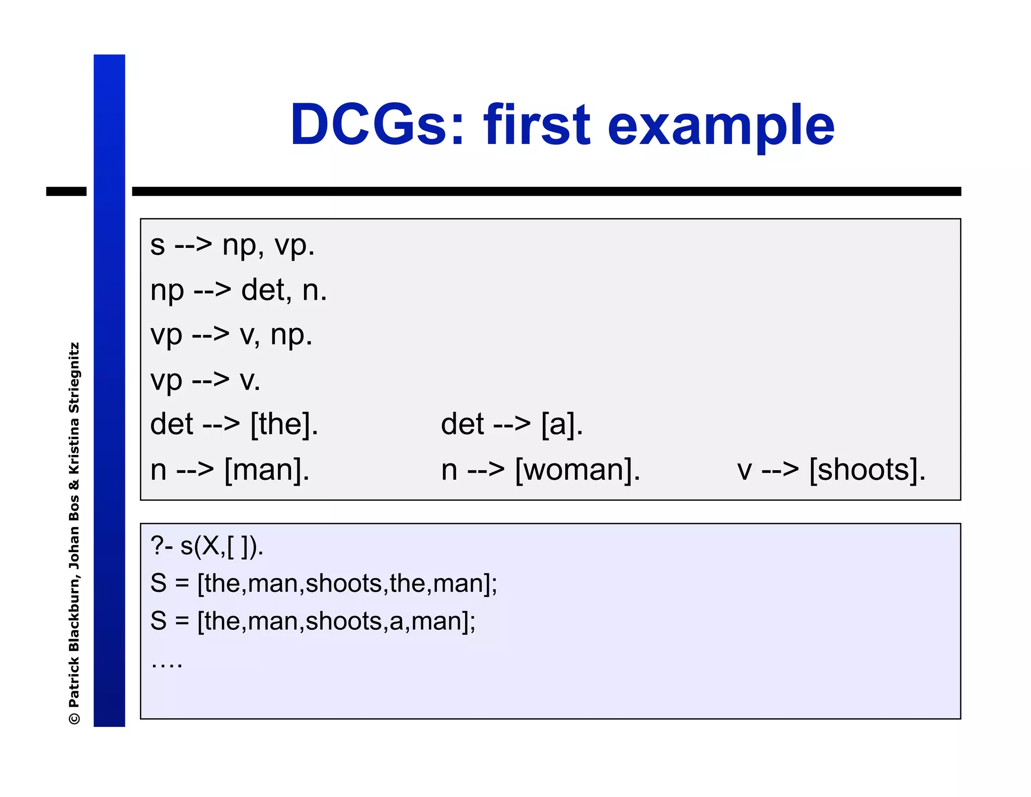 Lecture 7: Definite Clause Grammars