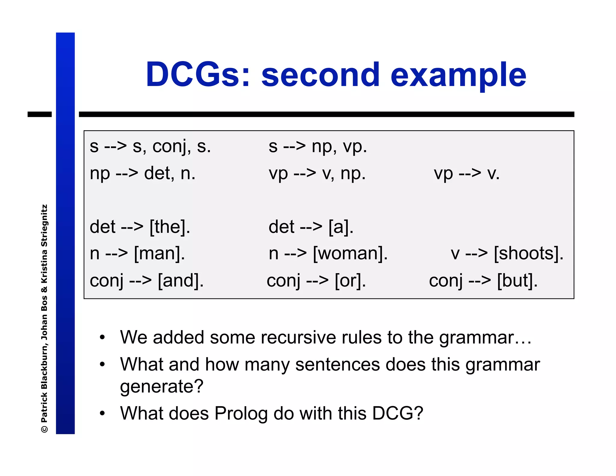 Lecture 7: Definite Clause Grammars