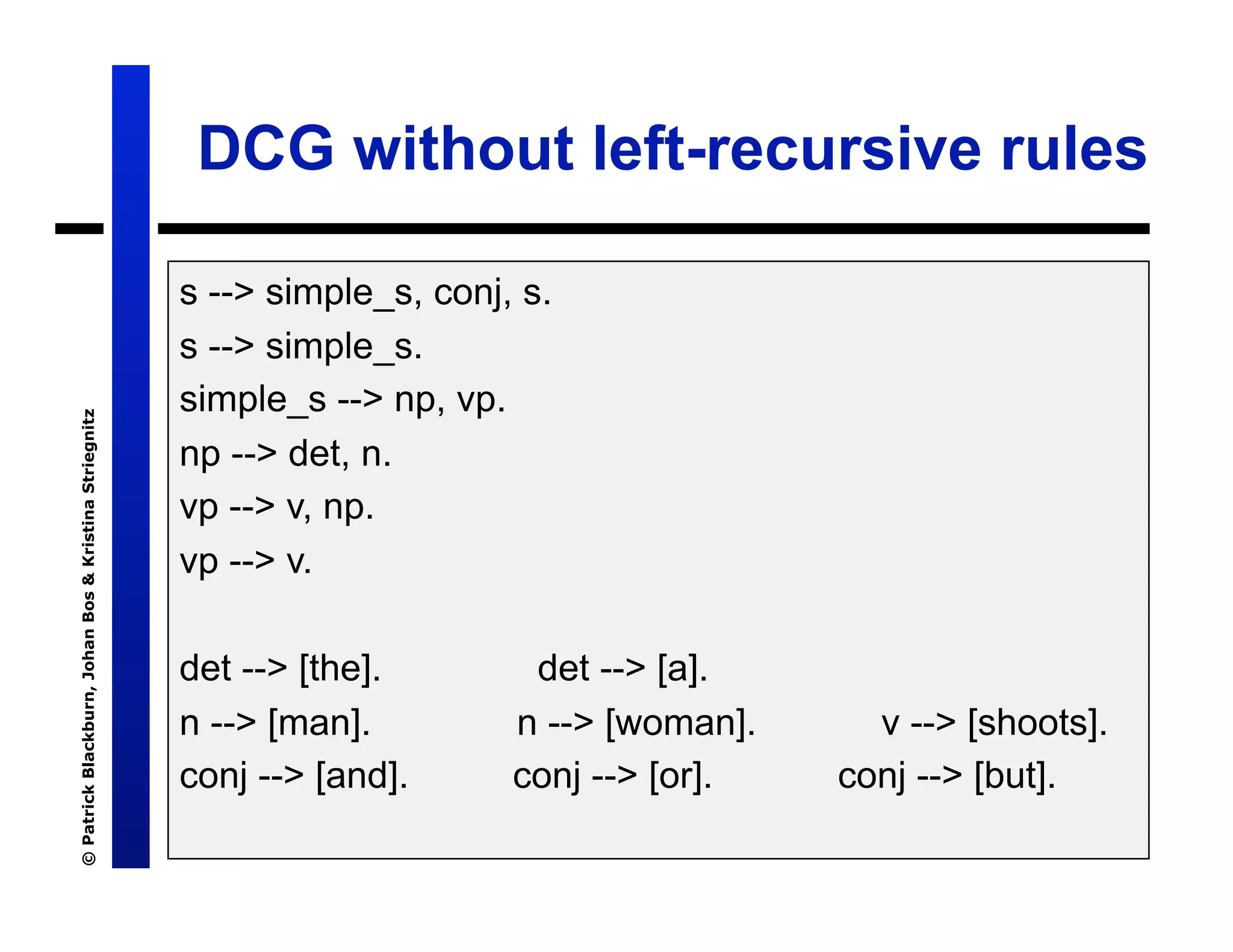 Lecture 7: Definite Clause Grammars