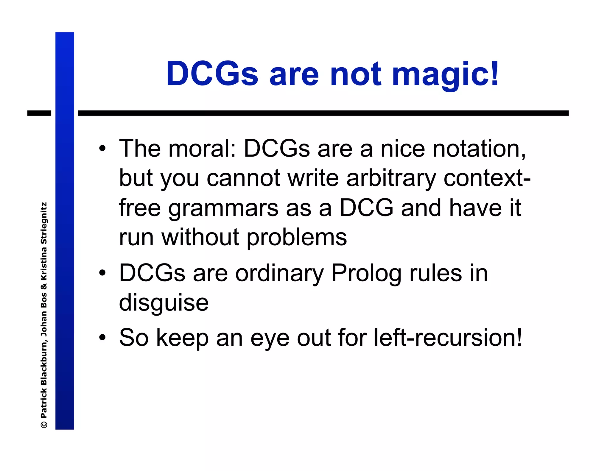 Lecture 7: Definite Clause Grammars
