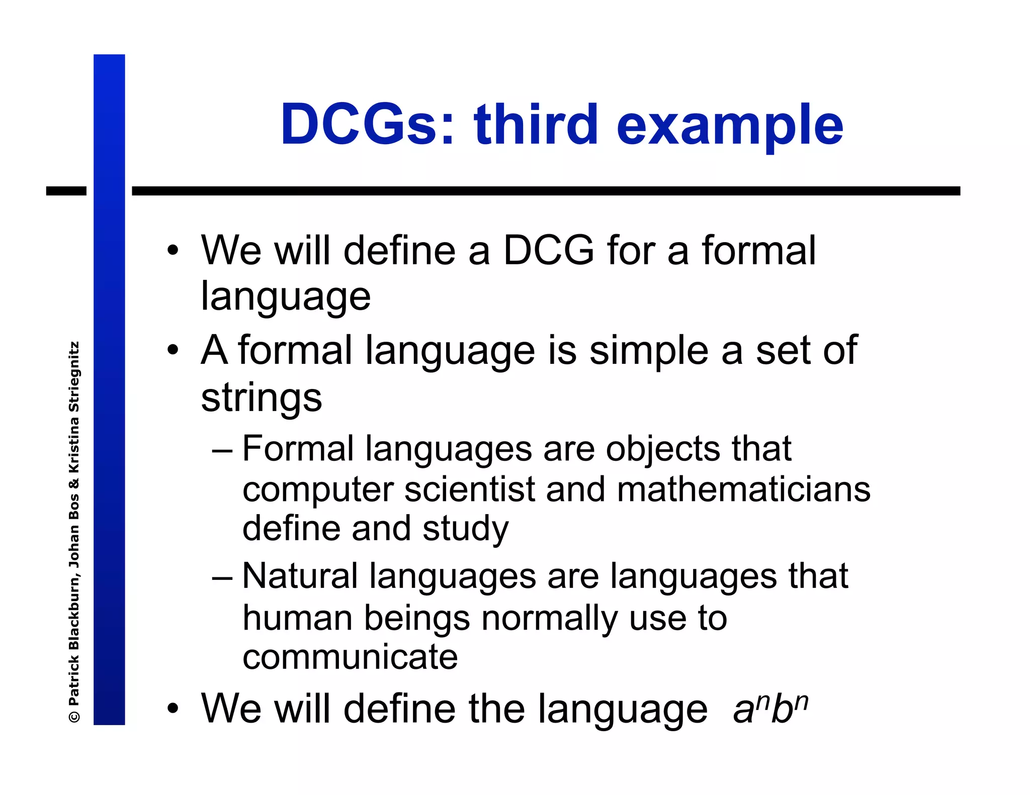 Lecture 7: Definite Clause Grammars