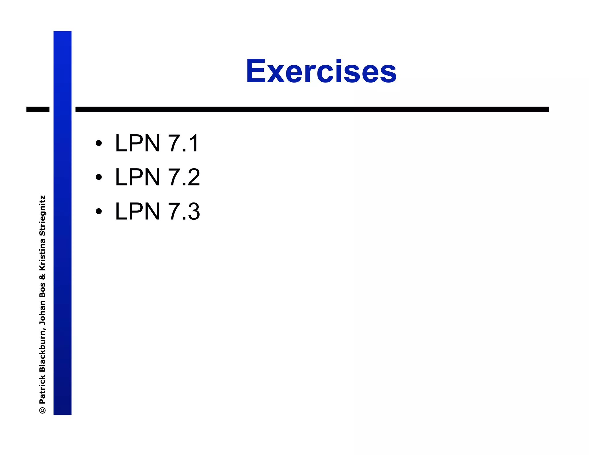 Lecture 7: Definite Clause Grammars