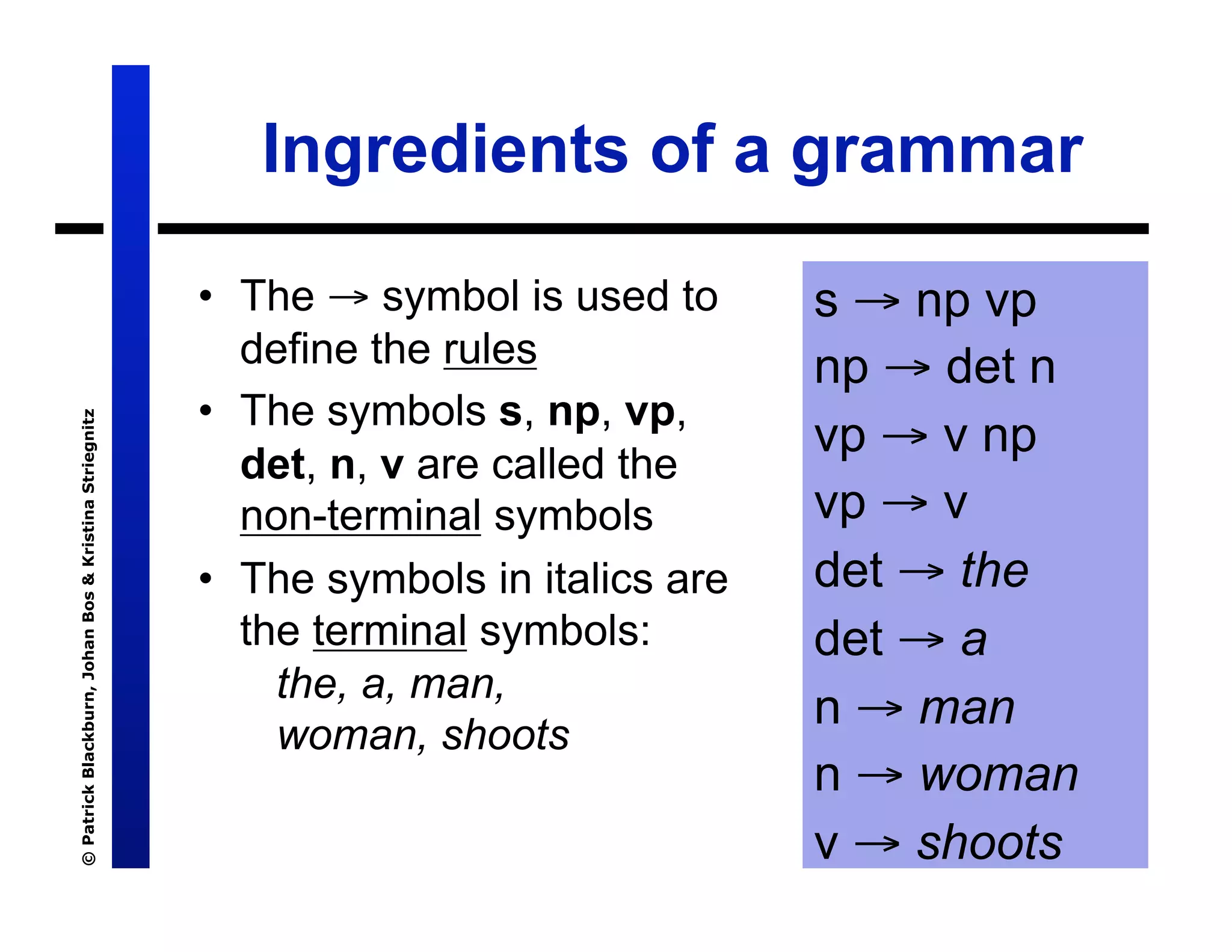 Lecture 7: Definite Clause Grammars