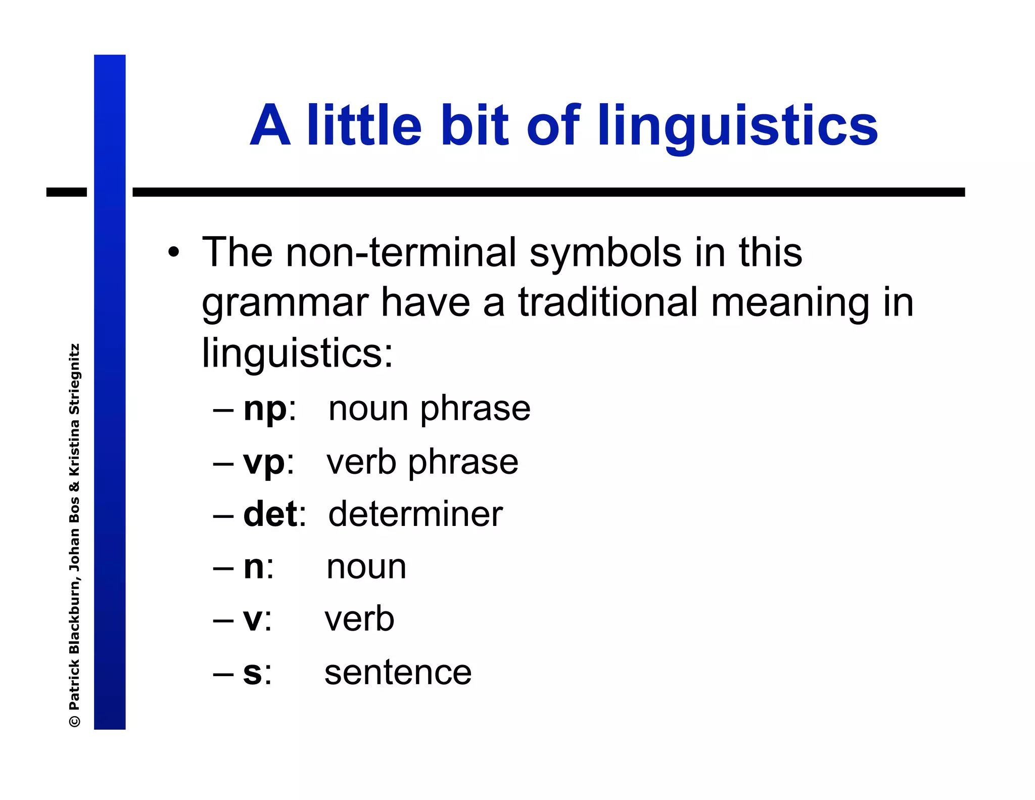 Lecture 7: Definite Clause Grammars