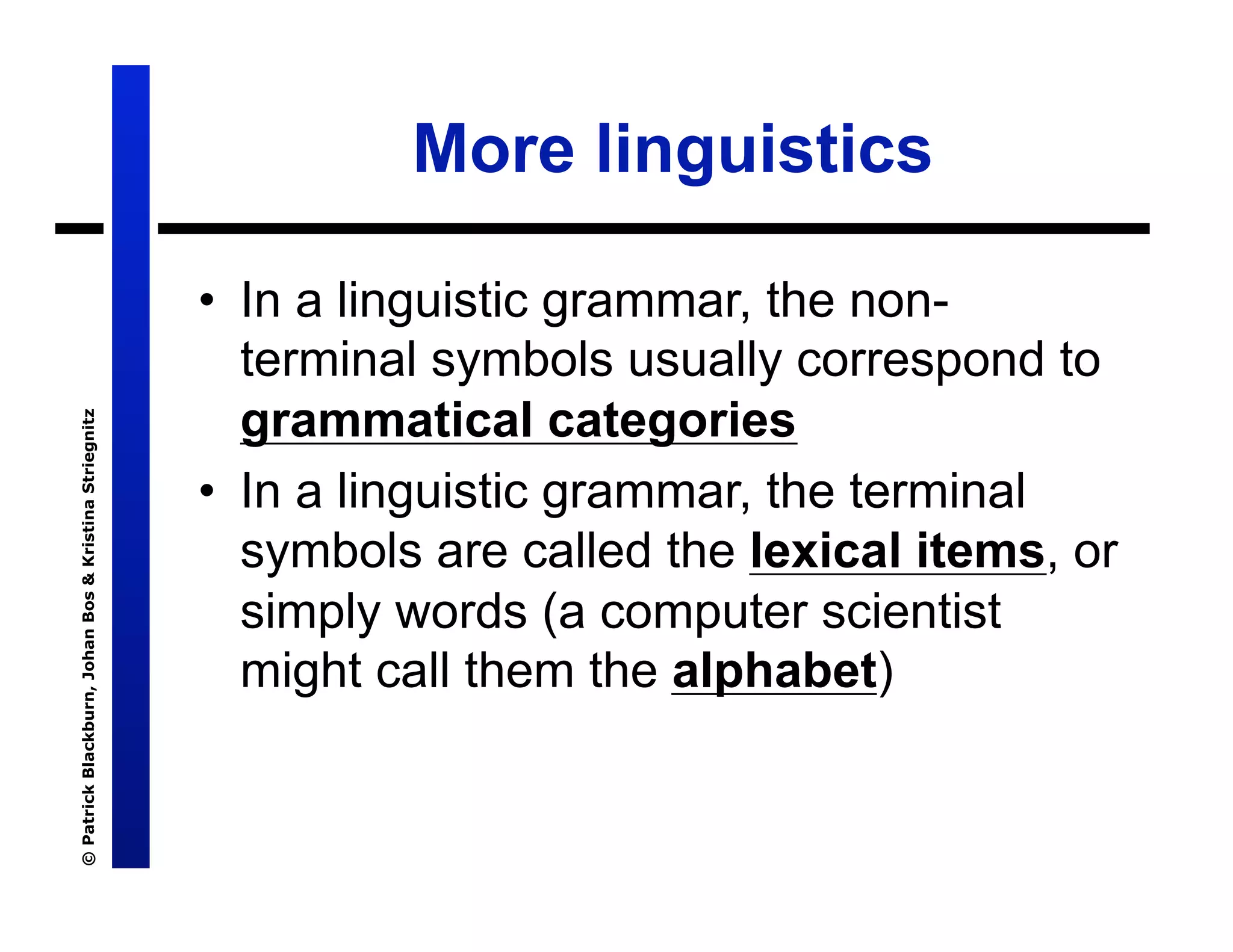 Lecture 7: Definite Clause Grammars
